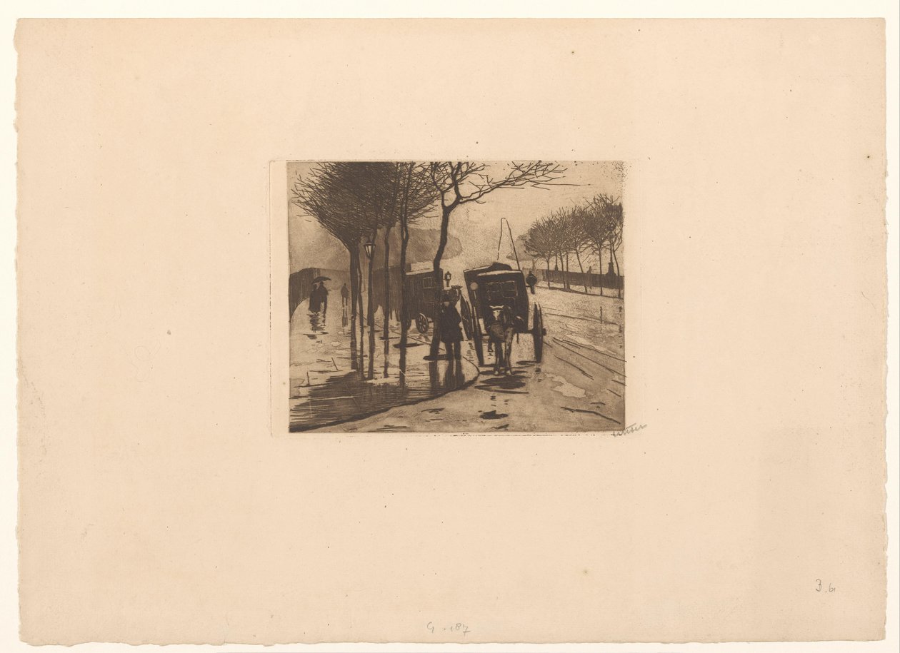 Carruagens de espera no Victoria Embankment em Londres de Willem Witsen (signed by artist)