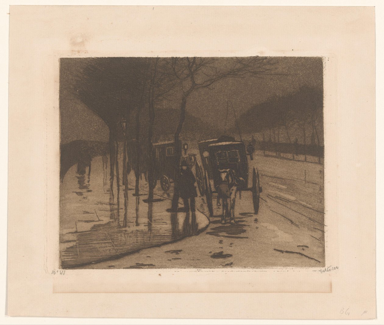 Carruagens em espera no aterro de Victoria em Londres de Willem Witsen (signed by artist)
