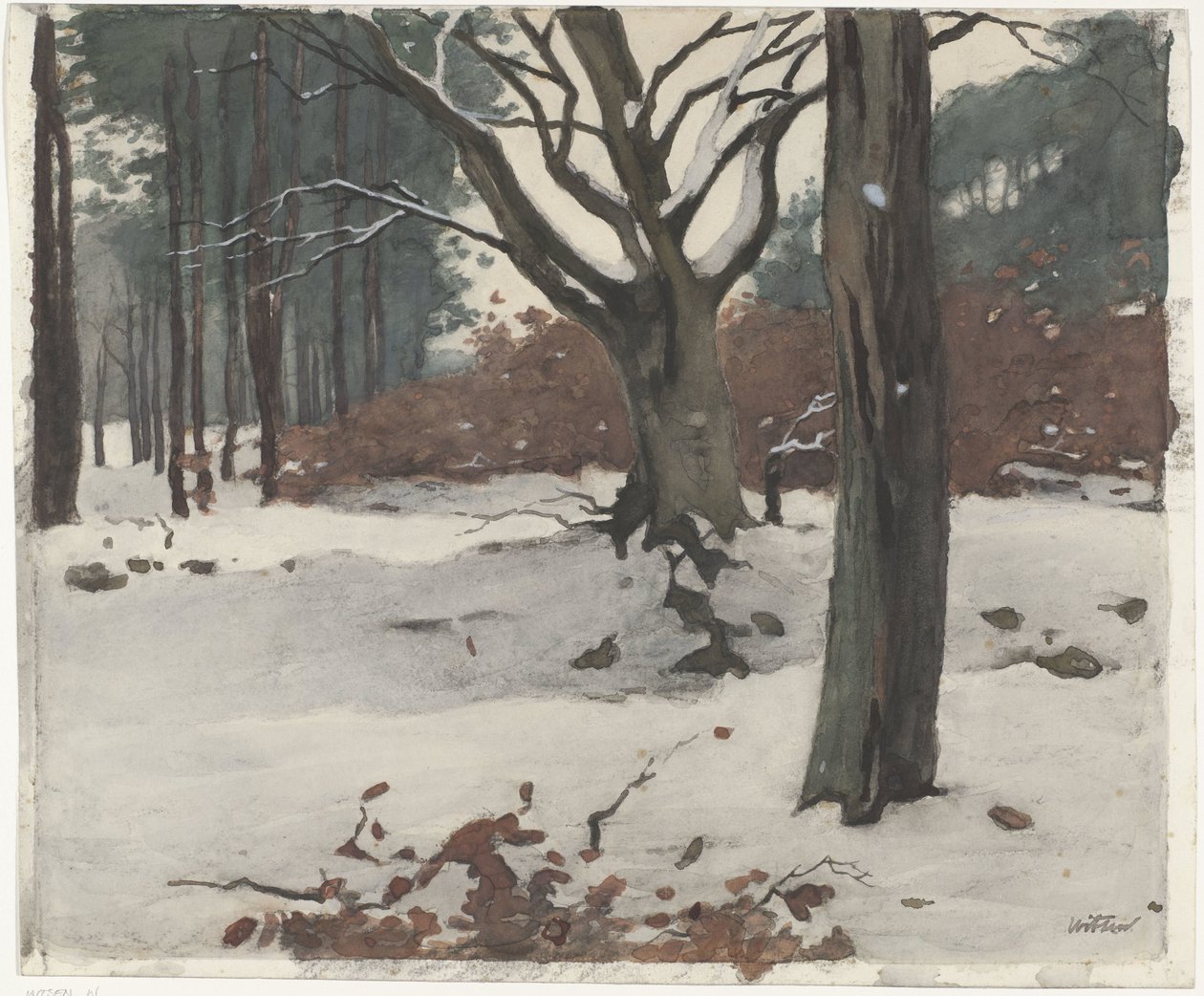 Árvores na neve de Willem Arnoldus Witsen