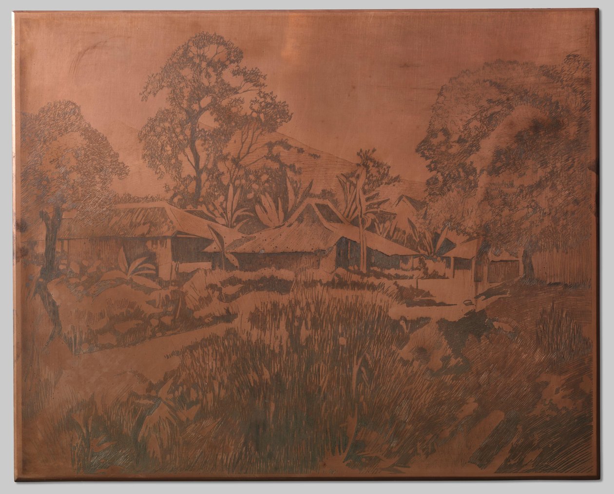 Buitenzorg, casas kampong, Salak e Cedeh à direita ao fundo de Willem Arnoldus Witsen