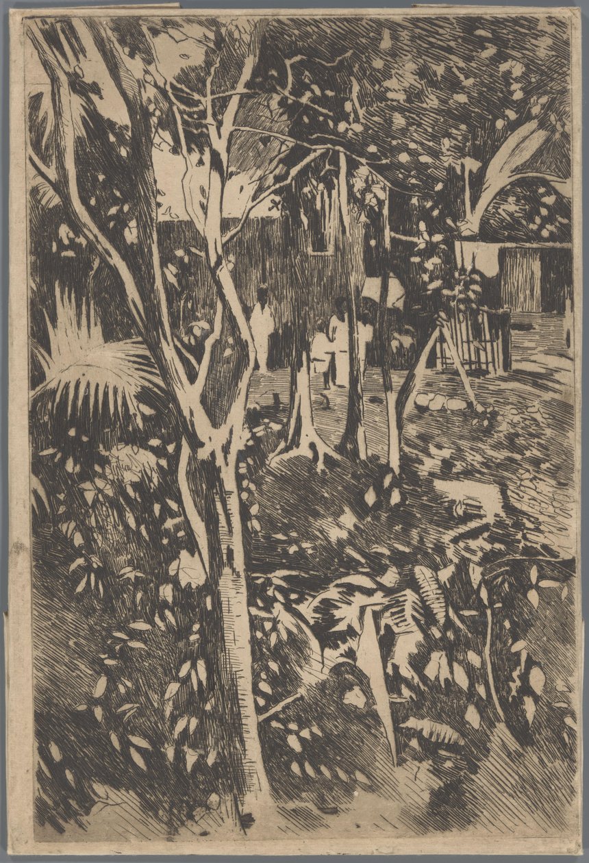 A família no jardim do Hotel Bellevue, Buitenzorg de Willem Arnoldus Witsen