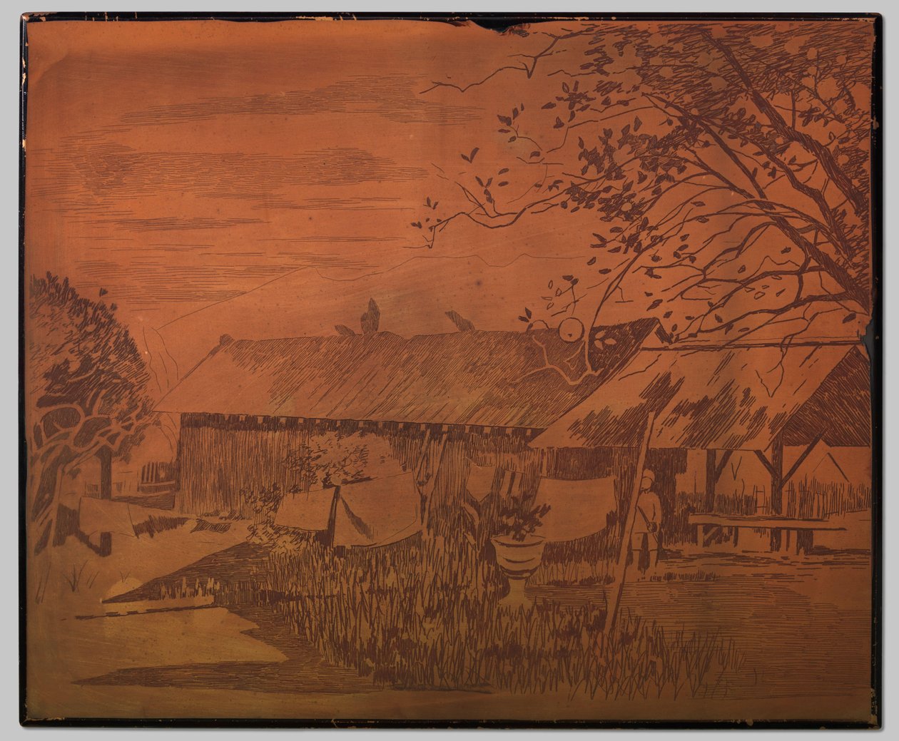 Gambar, dependência longa, secagem de roupa em primeiro plano de Willem Arnoldus Witsen