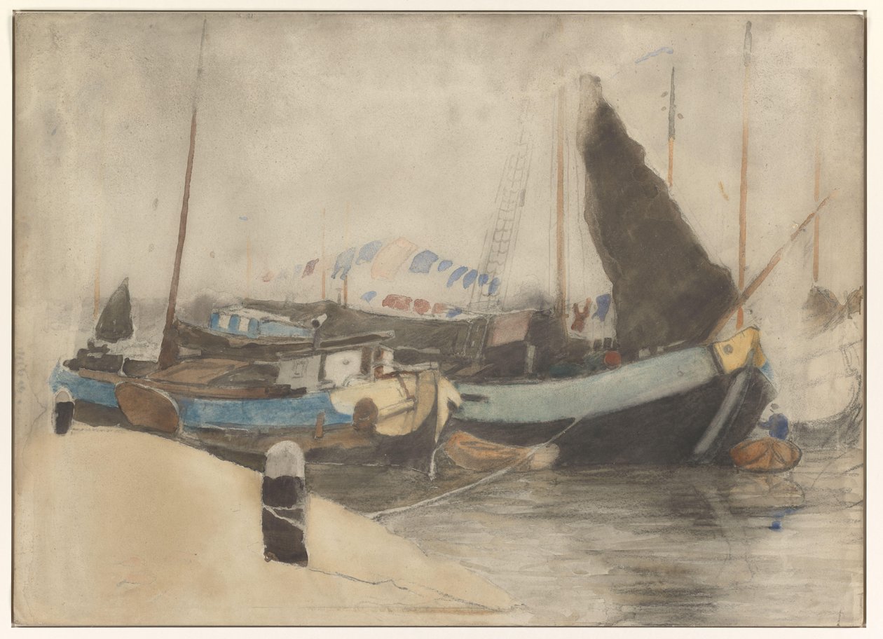 Barcaças amarradas de Willem Arnoldus Witsen