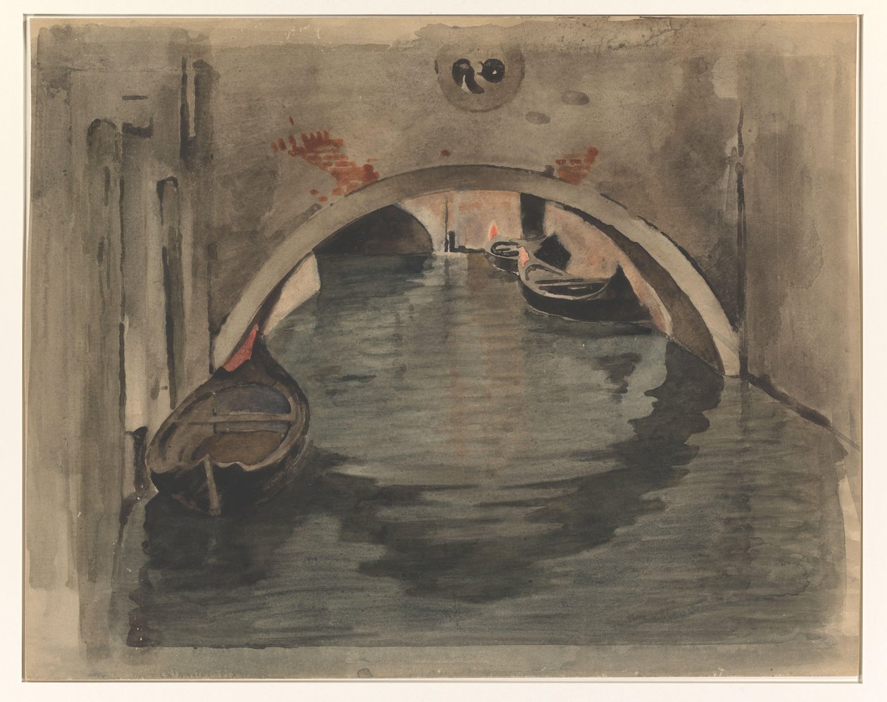 Vista sob uma ponte arqueada em Veneza de Willem Arnoldus Witsen