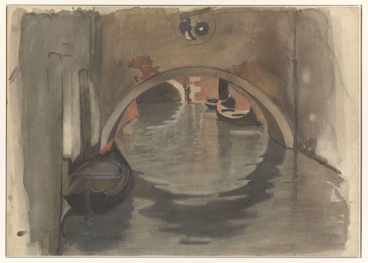 Vista sob uma ponte em arco em Veneza de Willem Arnoldus Witsen