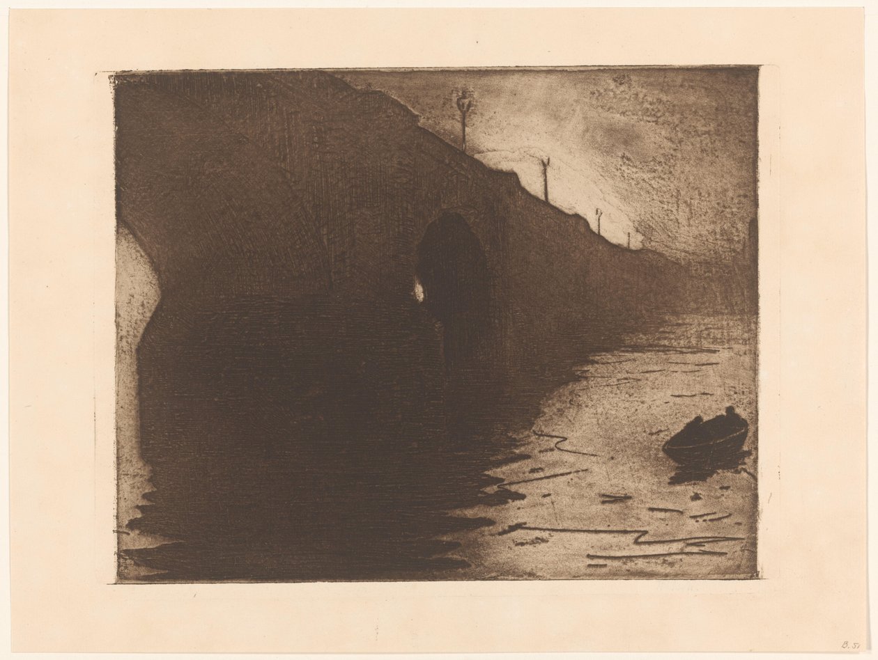 Vista da ponte Waterloo no nevoeiro em Londres de Willem Arnoldus Witsen
