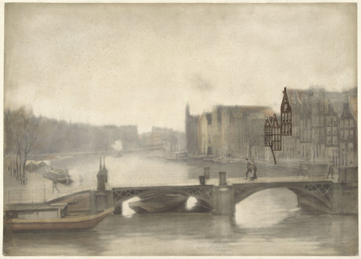 Vista do Binnen-Amstel na neblina de Willem Arnoldus Witsen