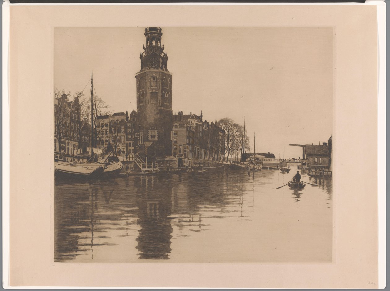 Vista da Montelbaanstoren em Amesterdão
Oude Schans com Montelbaanstoren e barco a remos (título original) de Willem Arnoldus Witsen