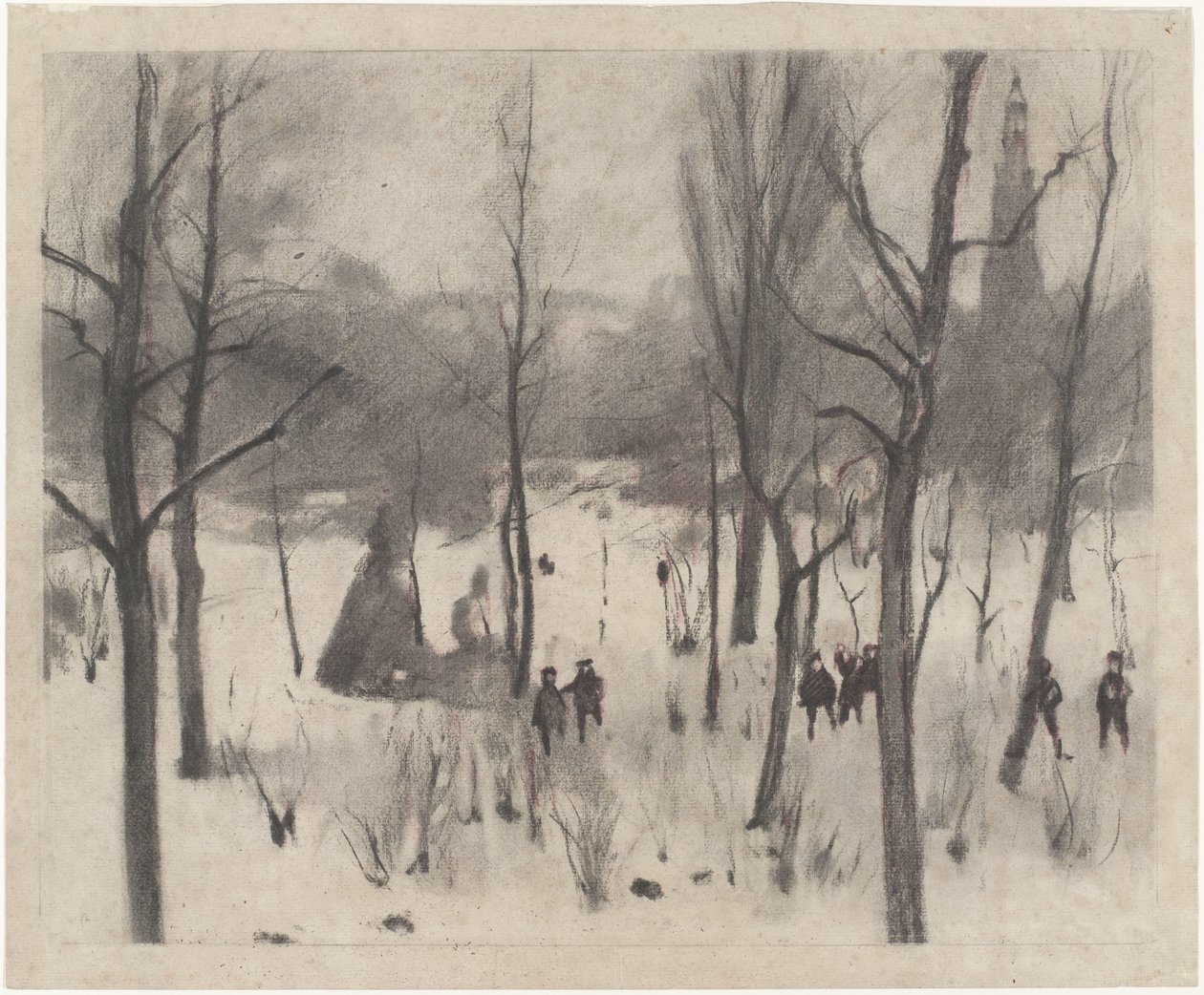 Crianças entre as árvores na neve de Willem Arnoldus Witsen