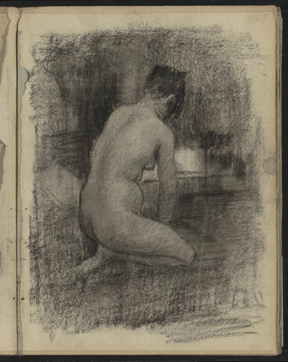 Ajoelhar a mulher nua num interior de Willem Arnoldus Witsen