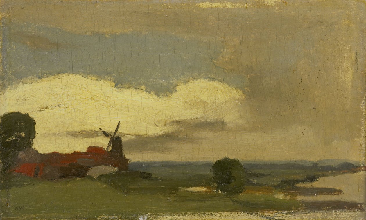 Paisagem com o moinho de vento de Wijk bij Duurstede de Willem Arnoldus Witsen