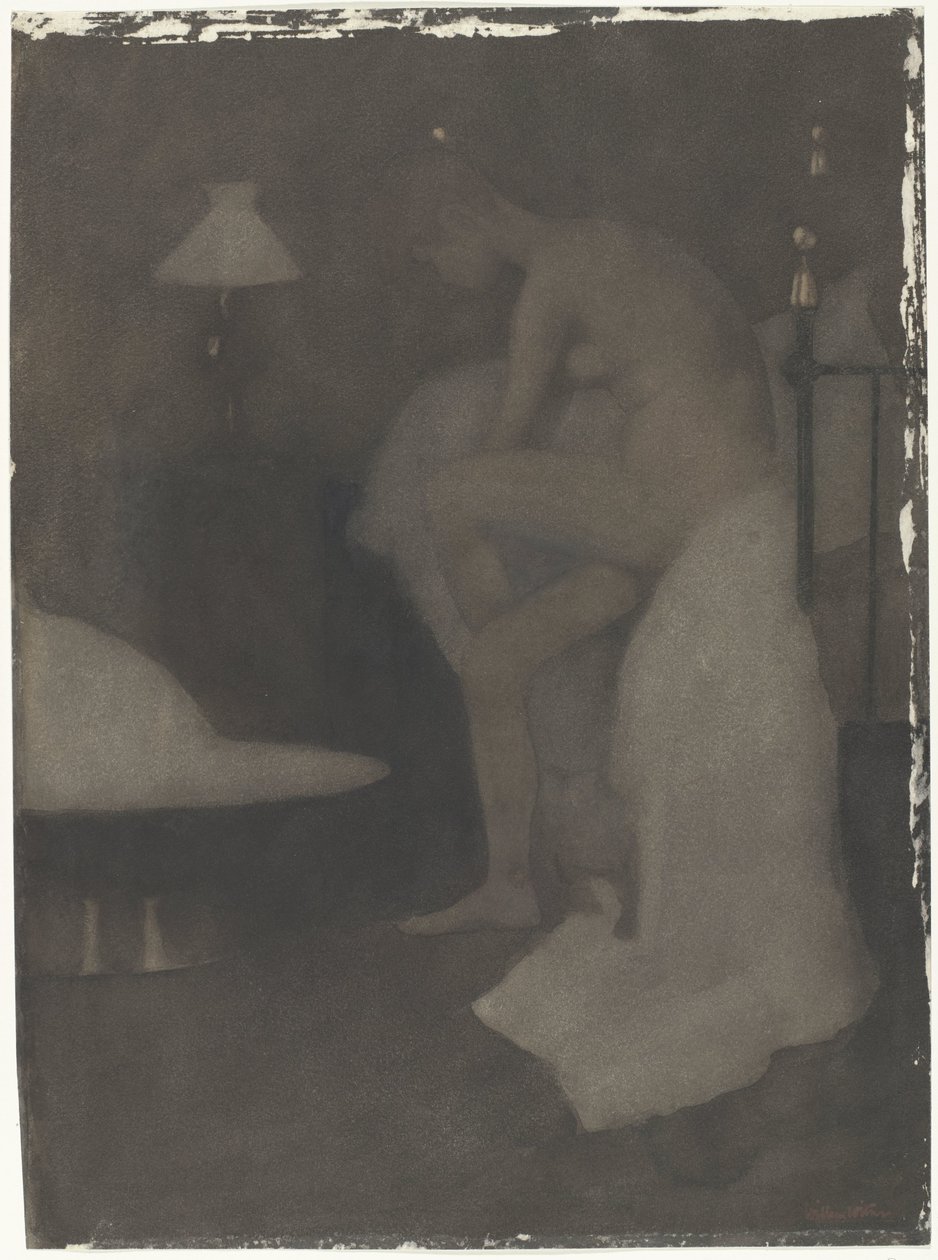 Mulher nua sentada na borda da cama de Willem Arnoldus Witsen