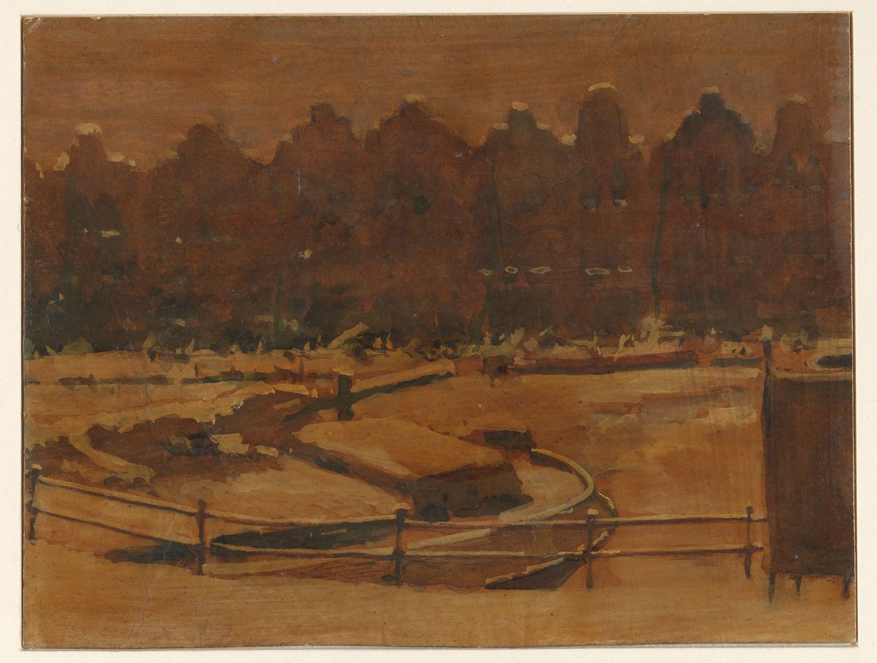Armazéns em um cais de Amsterdã na neve de Willem Arnoldus Witsen