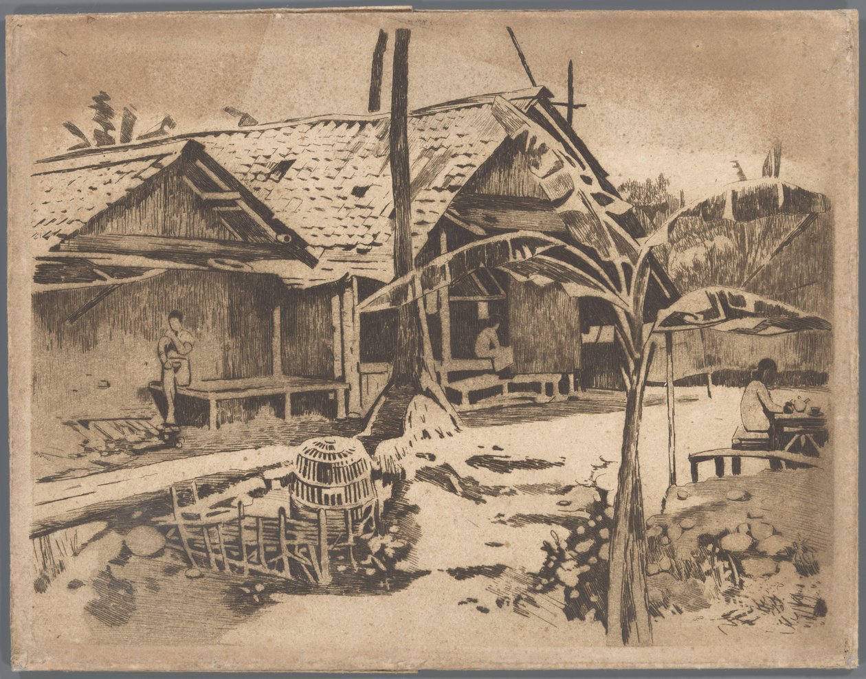 Pisang tree in the kampong, Buitenzorg de Willem Arnoldus Witsen