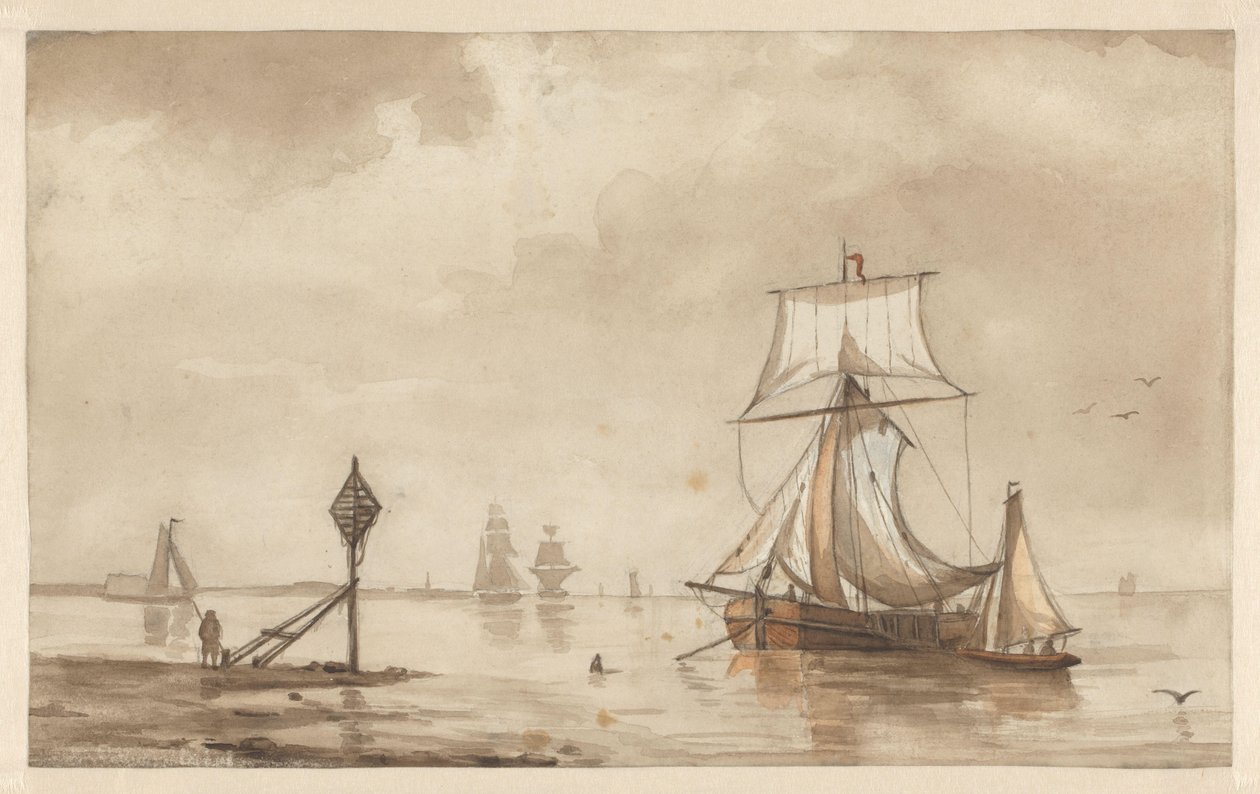 Embarcações junto a uma língua de terra de Willem Witsen
