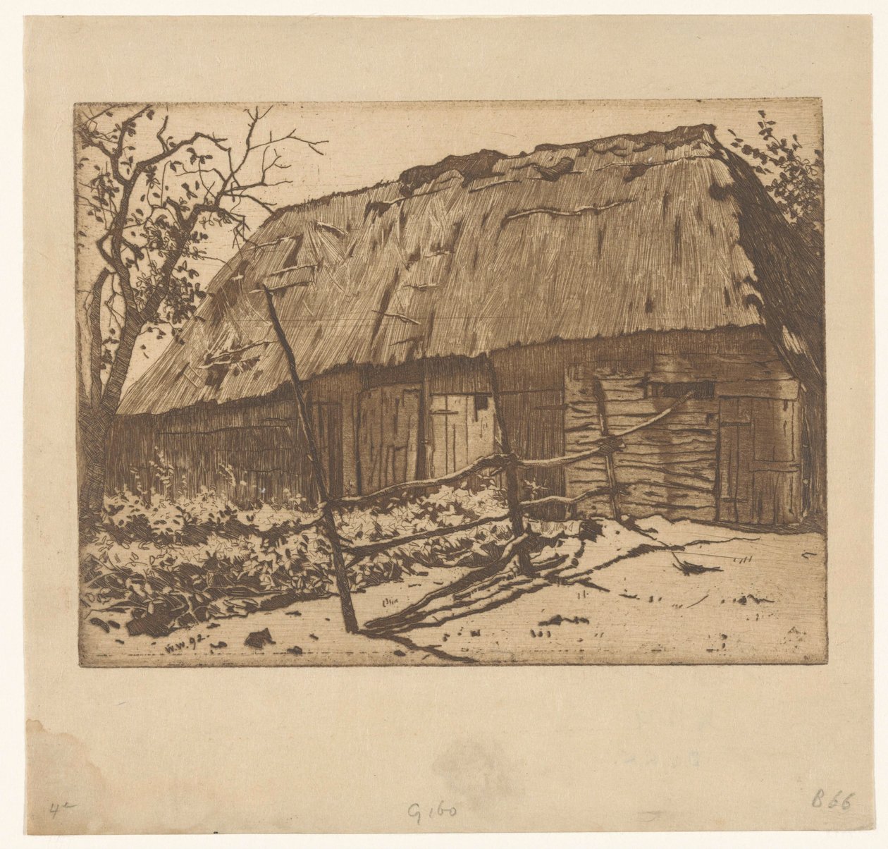 Celeiro com cerca em Brabant de Willem Arnoldus Witsen