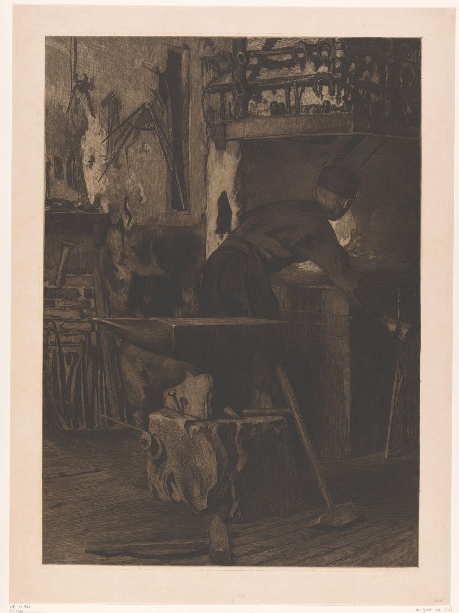 Ferreiro junto ao fogo numa forja em Wijk bij Duurstede
Ferreiro com fogo (Jan) (título original) de Willem Arnoldus Witsen