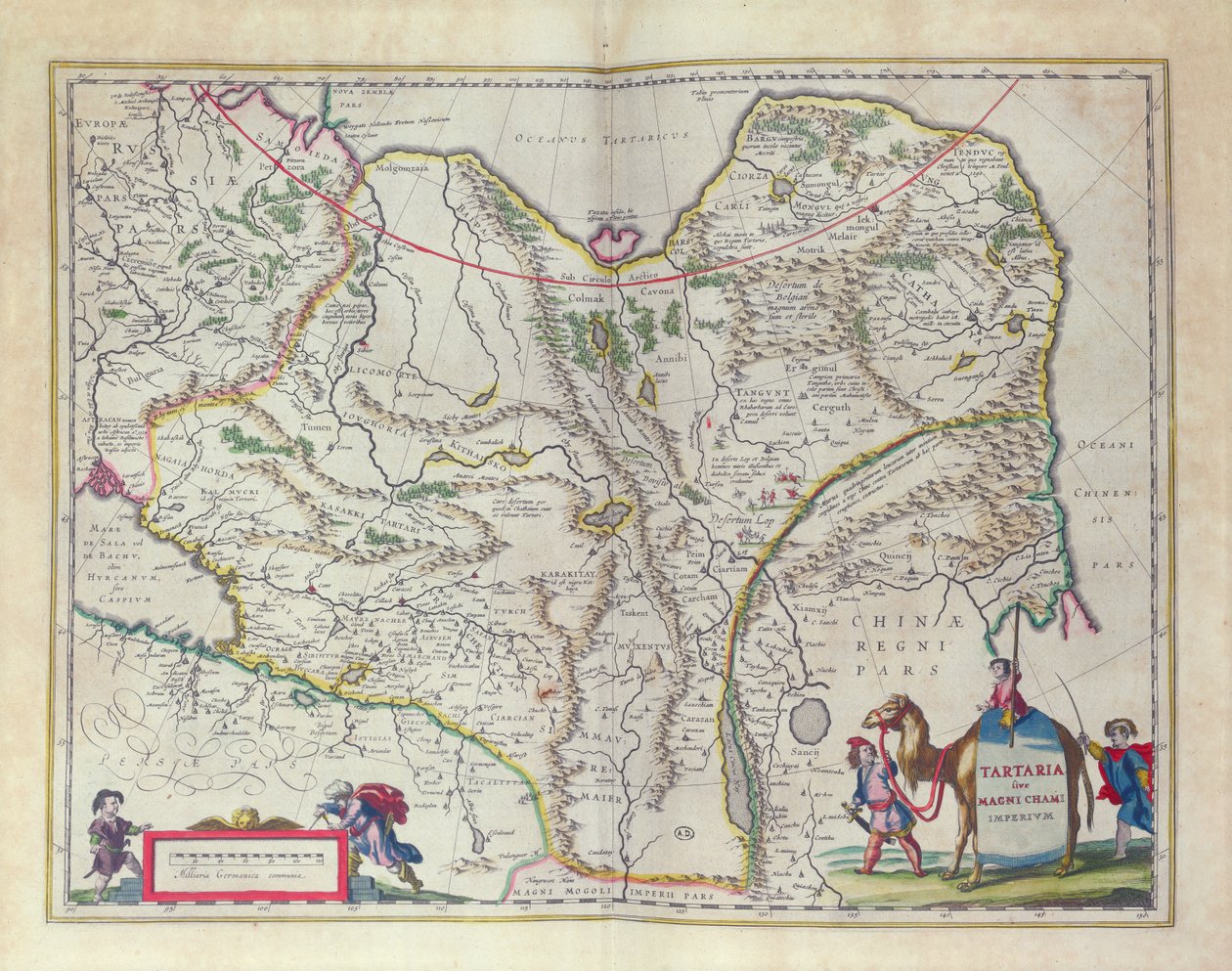 Mapa, de, sibéria, e, china, de, a, dourado, mundo, teatro, novo atlas, 1645 de Willem Janszoon Blaeu
