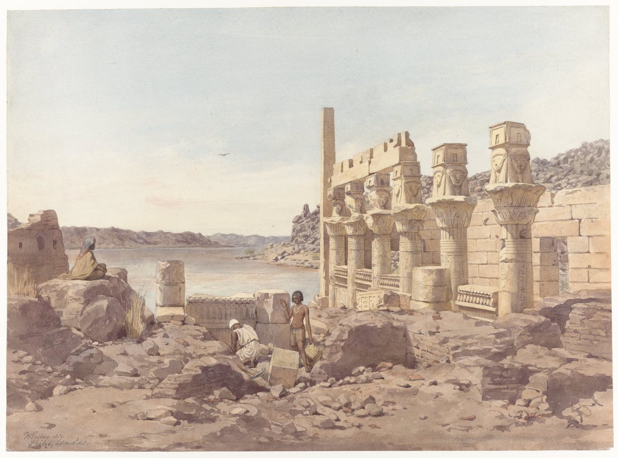 Vista das ruínas do templo em Philae perto de Aswan de Willem de Famars Testas