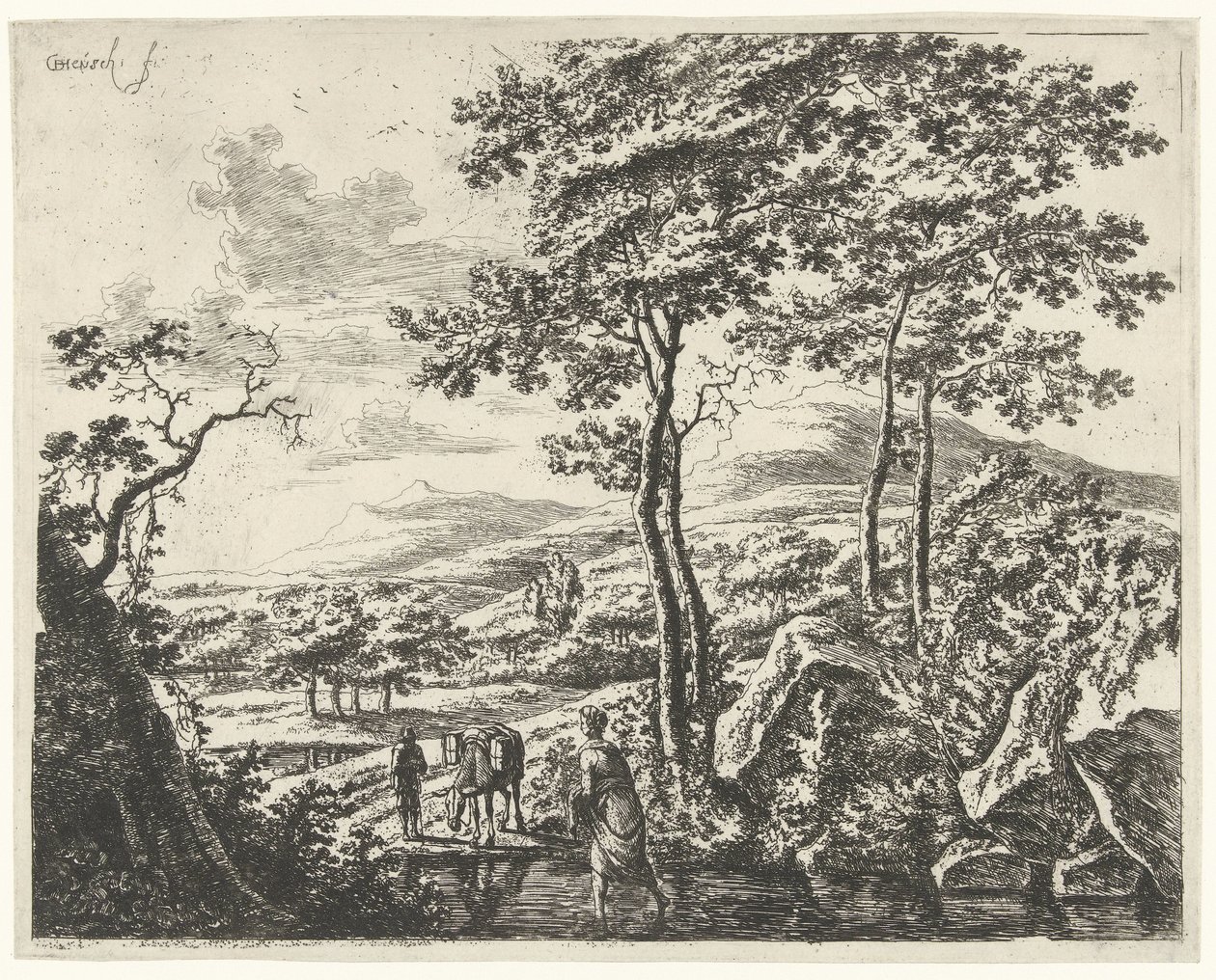 Paisagem com um condutor de mula
Paisagens com figuras (título da série) de Willem de Heusch