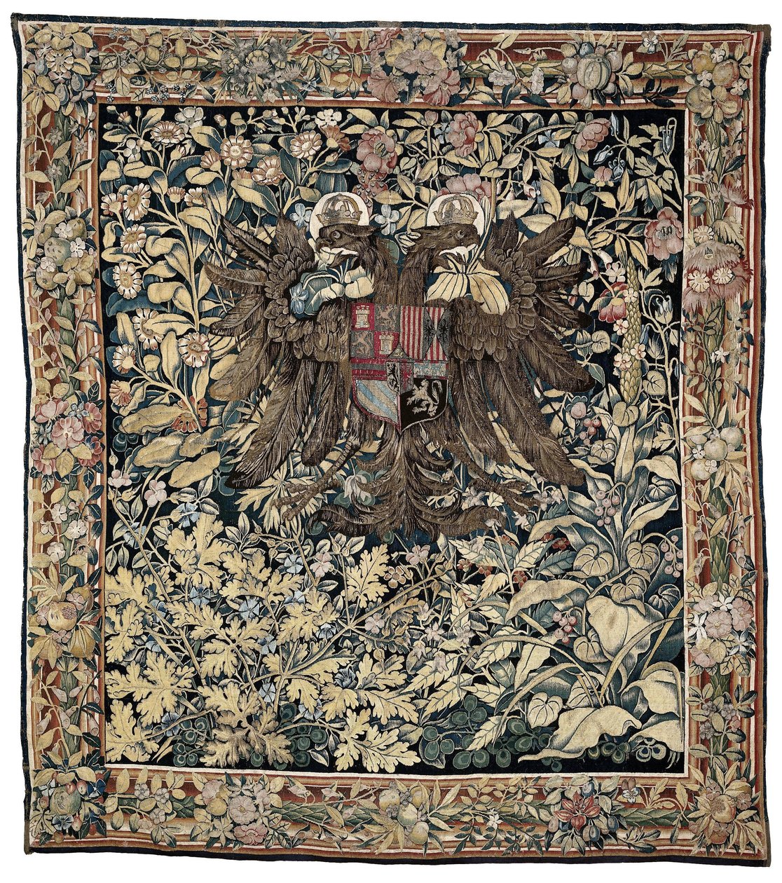 Tapeçaria com as armas do imperador Carlos V Verdure com o brasão de armas do imperador Carlos V de Willem de Pannemaker