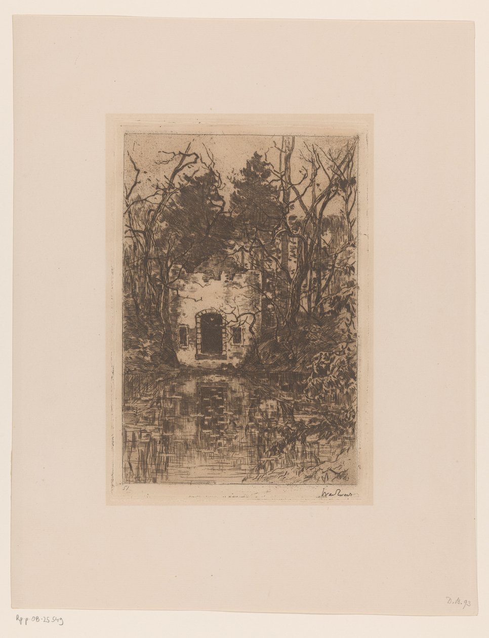 Ruína em uma lagoa Ruínas em uma lagoa (Lage Vuursche) (título original) de Willem de Zwart (signed by artist)