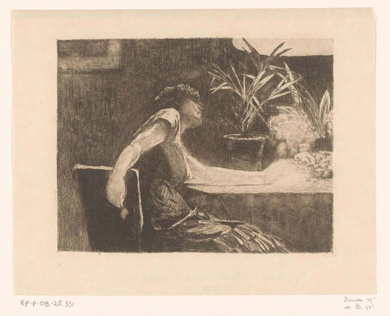 Mulher a uma mesa com flores (título original) de Willem de Zwart