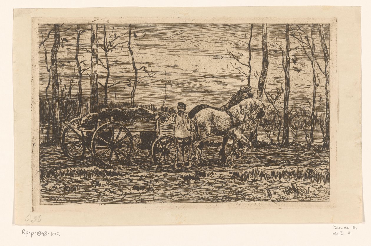 Vagão com talhadia puxado por dois cavalos Carrinho esticado com talhadia (título original) de Willem de Zwart