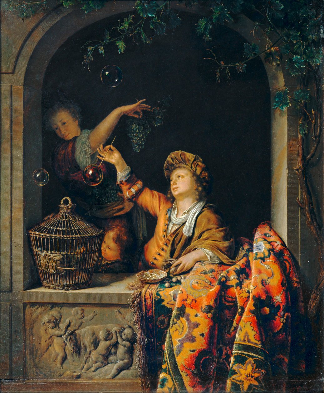 Bolhas de sabão ... de Willem van (after) Mieris