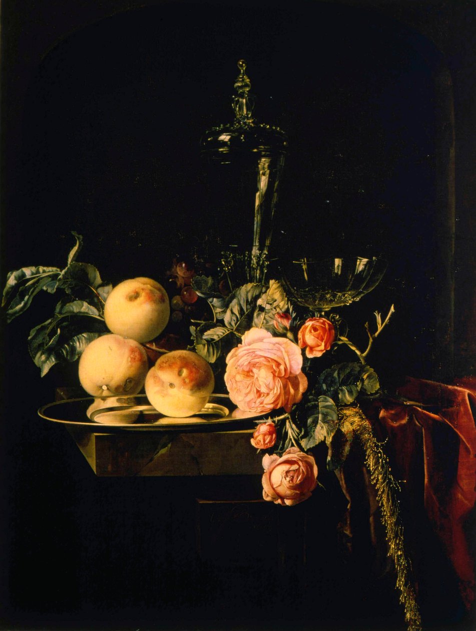 Rosas e pêssegos, 1659 de Willem van Aelst