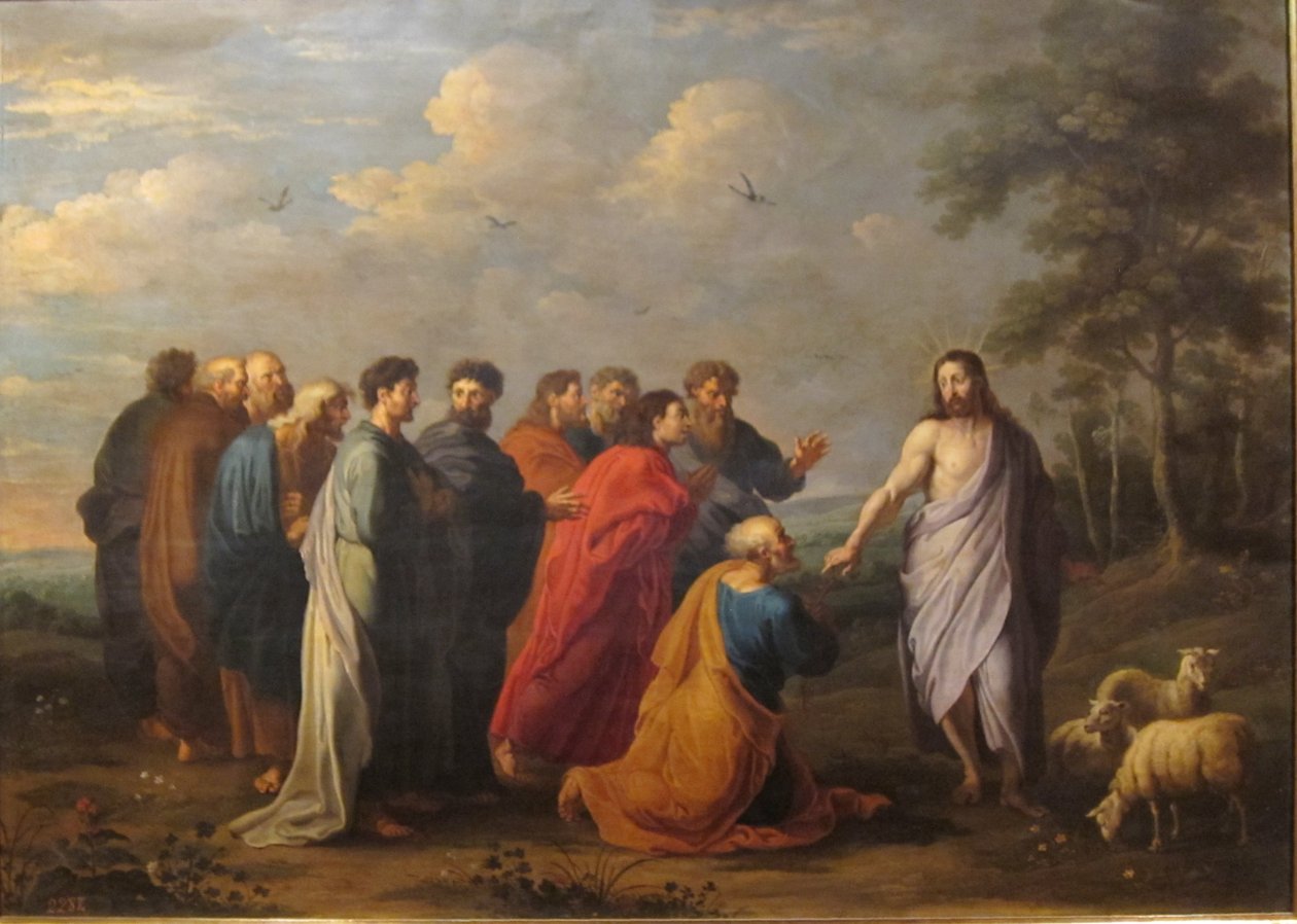 Espanhol: Jesucristo entregando las llaves a San Pedro de Willem van Herp