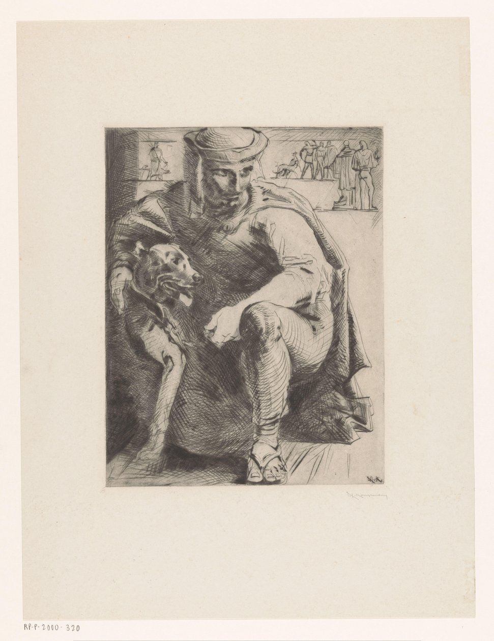 caçador com cachorro de Willem van Konijnenburg (signed by artist)