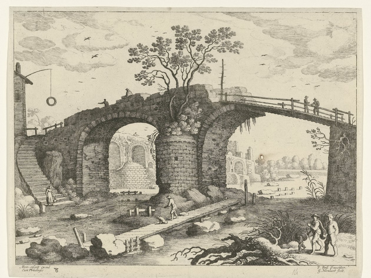 Ponte sobre um rio
Paisagens italianas (título da série) de Willem van Nieulandt (II)