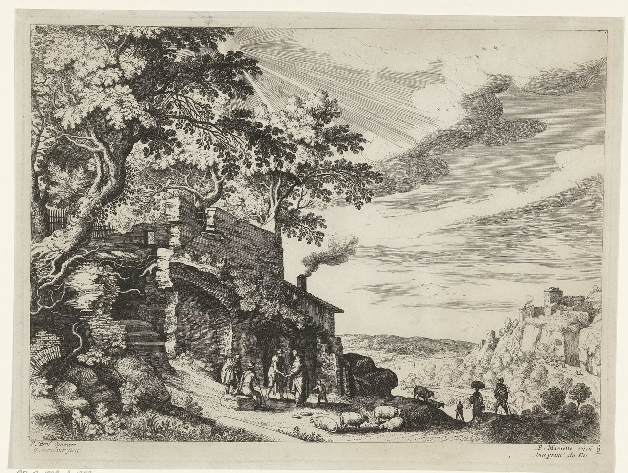 Pastores em uma ruína Paisagens italianas (título da série) de Willem van Nieulandt (II)
