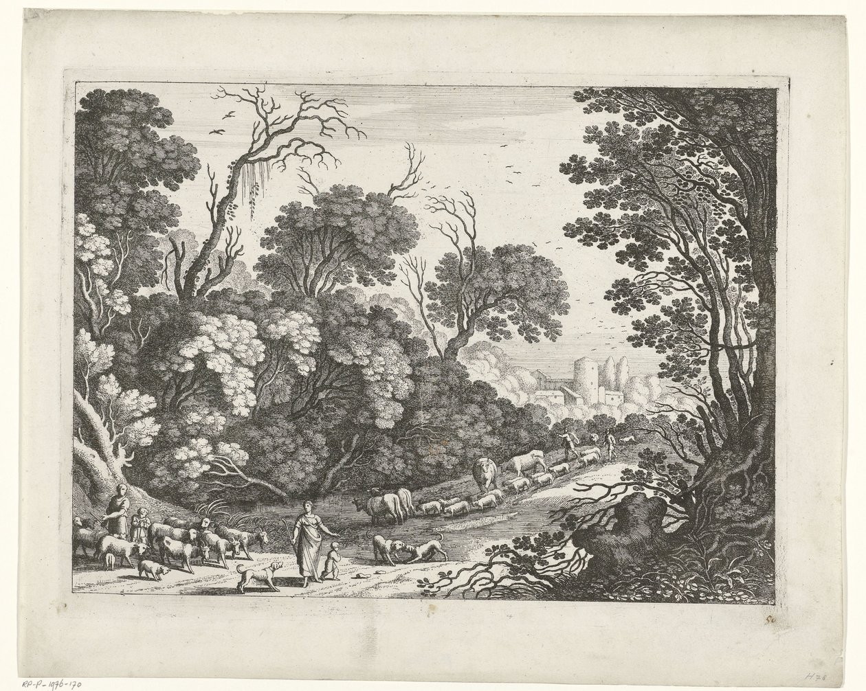 Pastores com o rebanho Paisagens italianas (título da série) de Willem van Nieulandt (II)