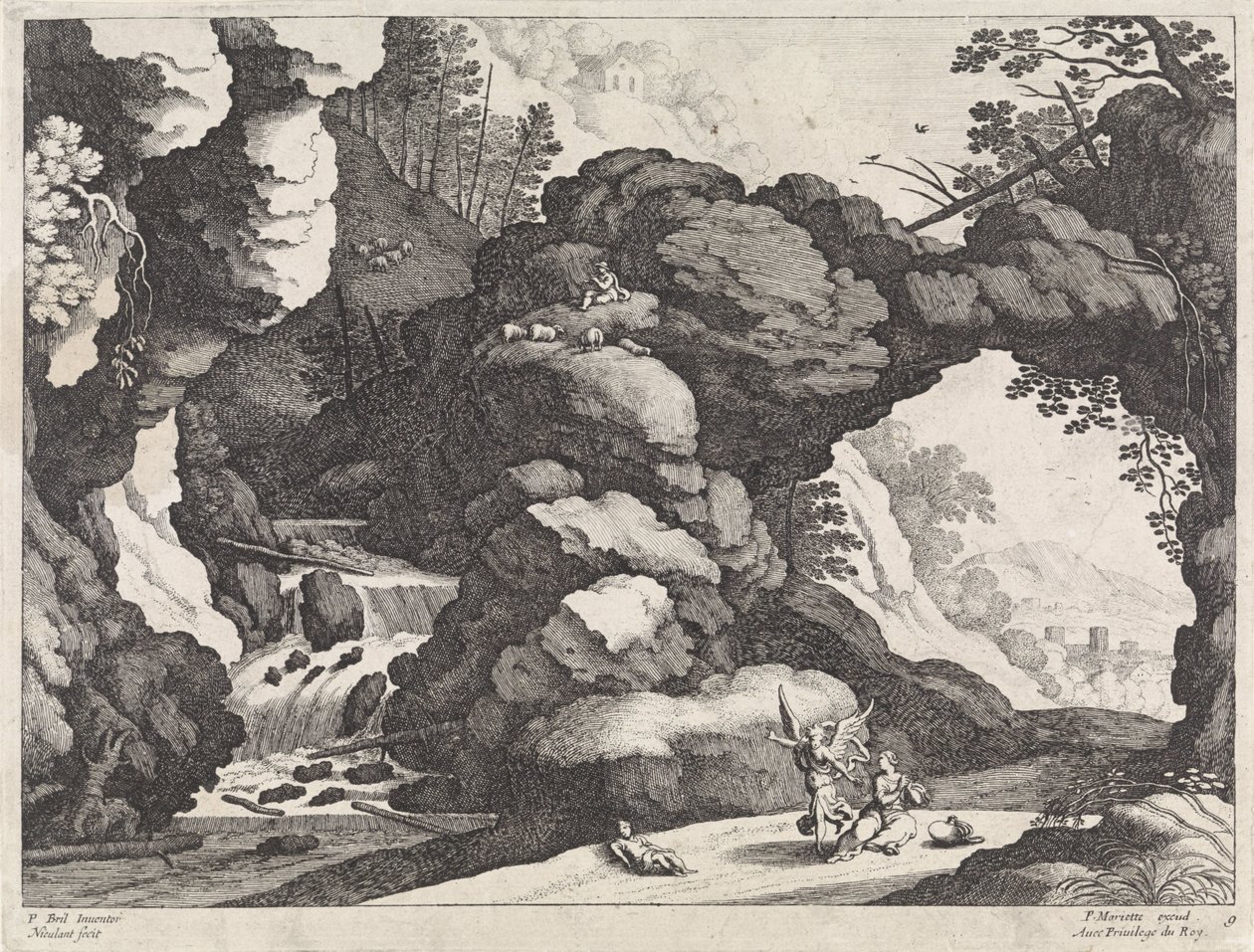 Paisagem com Hagar e Ismael Paisagens italianas (título da série) de Willem van Nieulandt (II)