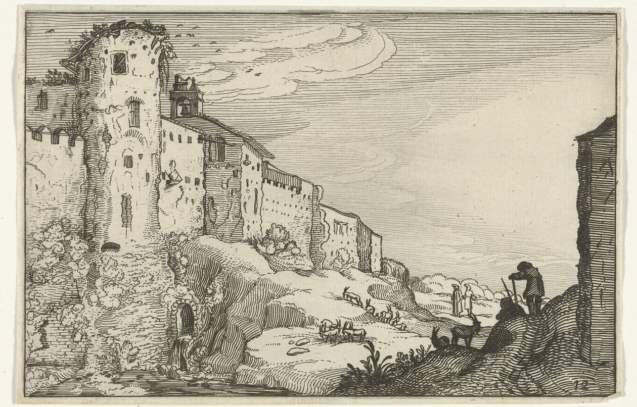 Paisagem com ruínas romanas
Ruínas romanas e paisagens costeiras (série 1) (título da série) de Willem van Nieulandt (II)