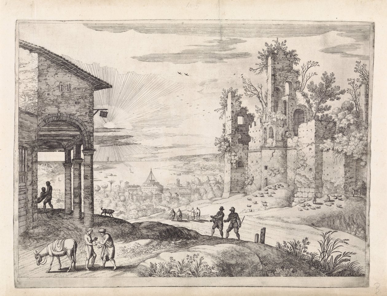 Paisagem com o Bom Samaritano na Pousada Paisagens italianas (título da série) de Willem van Nieulandt (II)