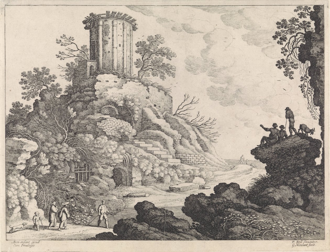 Paisagem com as ruínas de um templo de Willem van Nieulandt (II)