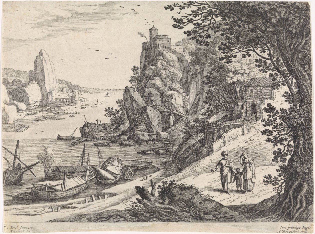 Paisagem com a expulsão de Hagar e Ishmael
Paisagens italianas (título da série) de Willem van Nieulandt (II)