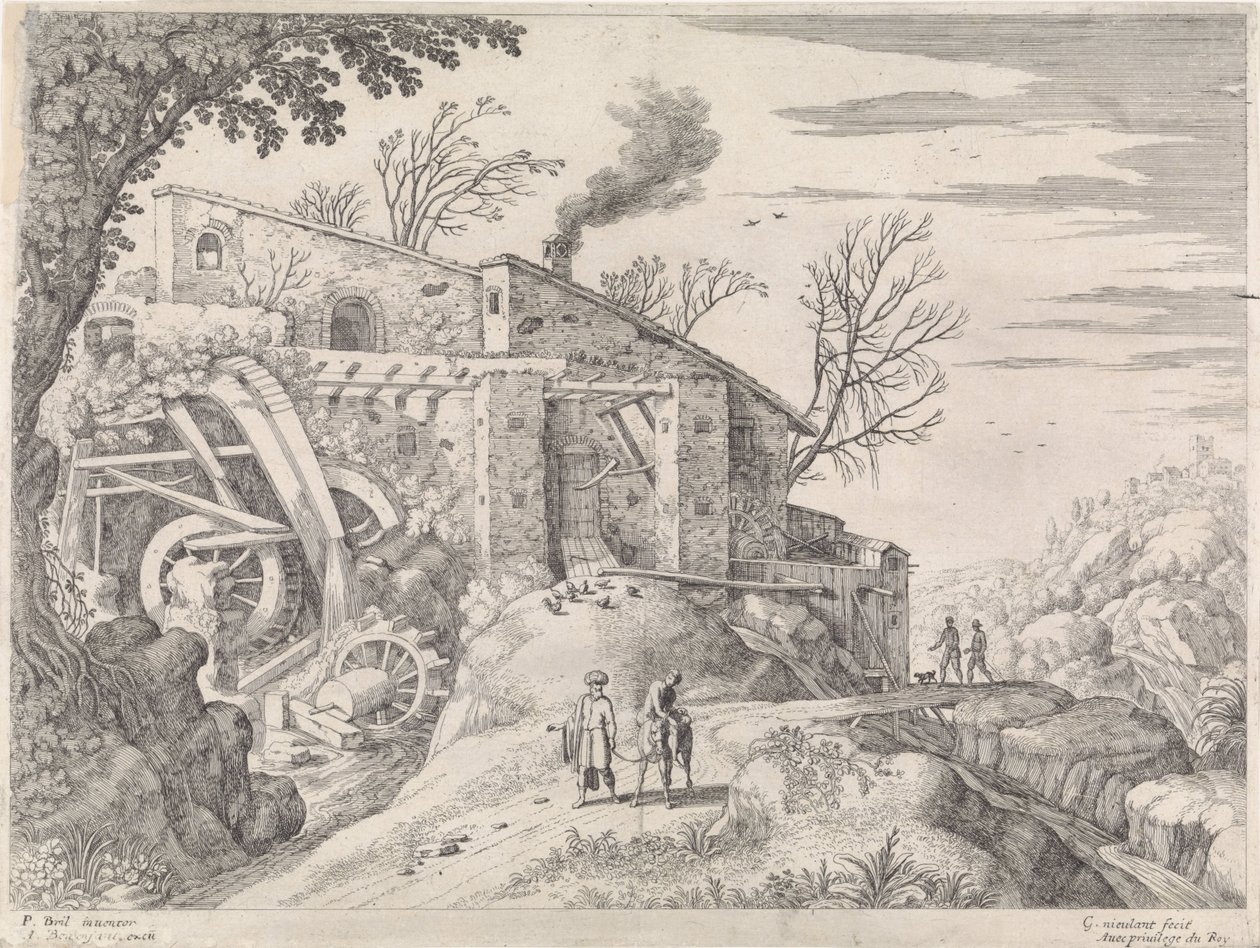Paisagem com um moinho de água e o Bom Samaritano
Paisagens italianas (título da série) de Willem van Nieulandt (II)