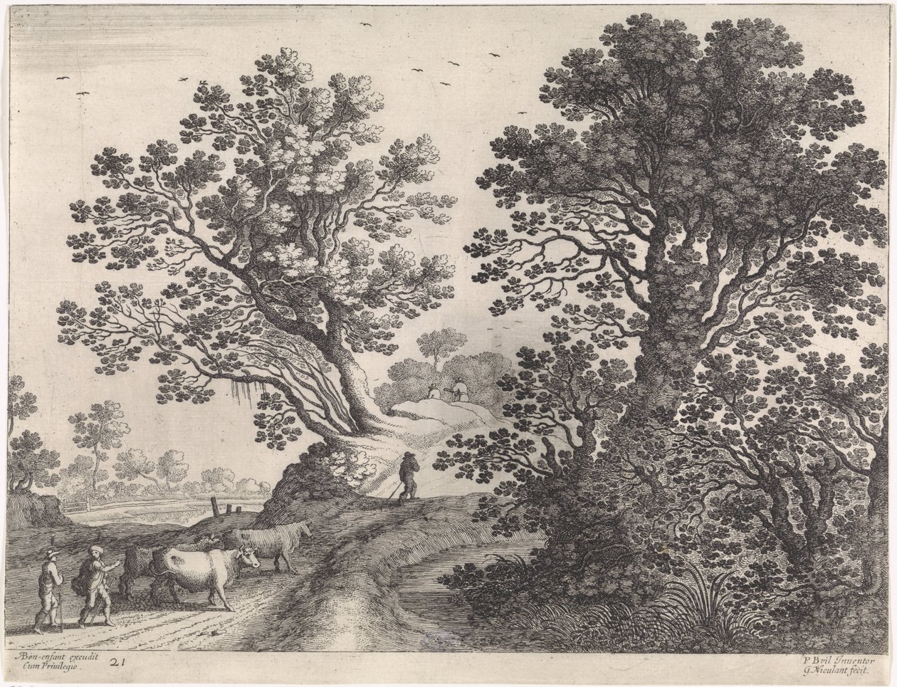 Paisagem com condutores de vacas
Paisagens italianas (título da série) de Willem van Nieulandt (II)