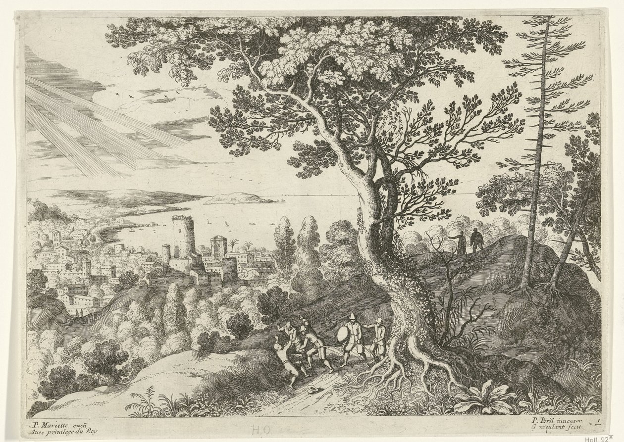 O viajante é atacado por assaltantes
Paisagens italianas (título da série) de Willem van Nieulandt (II)