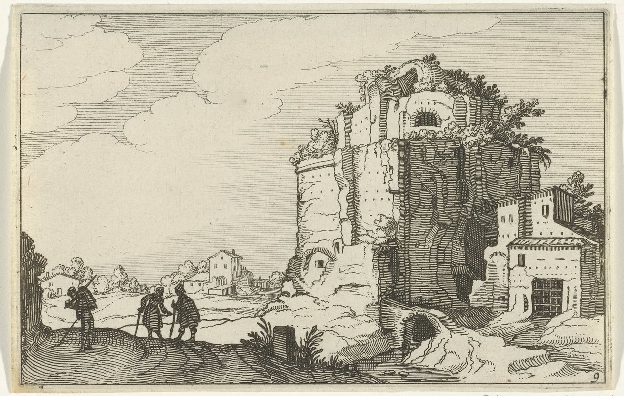 ruína romana Ruínas romanas e paisagens costeiras (série 1) (título da série) de Willem van Nieulandt (II)
