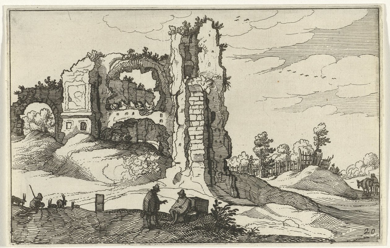 Ruínas com um portão
Ruínas romanas e paisagens costeiras (série 1) (título da série) de Willem van Nieulandt (II)
