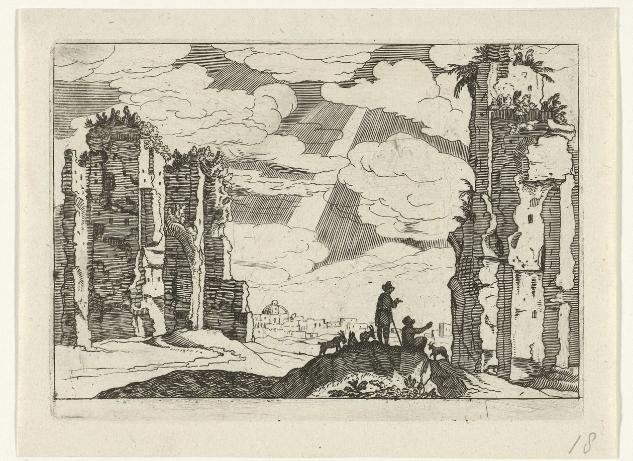 Ruína das Termas de Caracalla Ruínas romanas (série 2) (título da série) de Willem van Nieulandt (II)