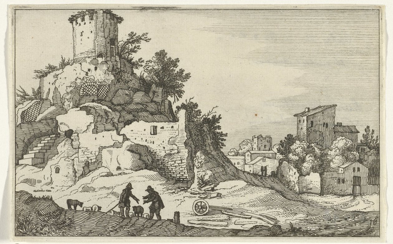 Ruína de uma torre
Ruínas romanas e paisagens costeiras (série 1) (título da série) de Willem van Nieulandt (II)