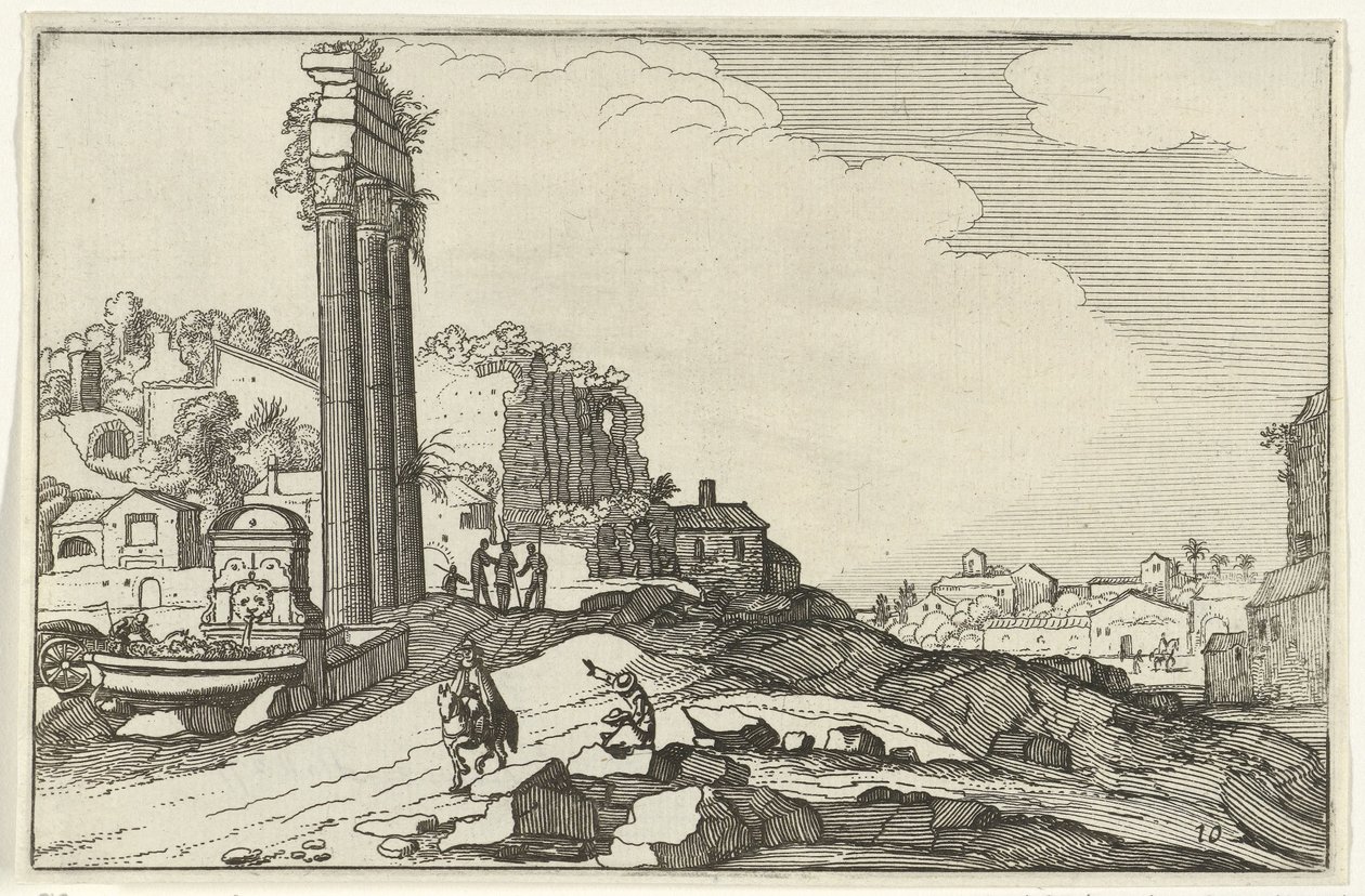 Templo de Castor e Pollux
Ruínas romanas e paisagens costeiras (série 1) (título da série) de Willem van Nieulandt (II)