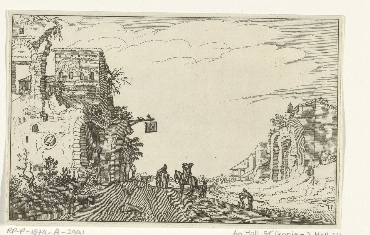 Estrada entre ruínas
Ruínas romanas e paisagens costeiras (série 1) (título da série) de Willem van Nieulandt (II)
