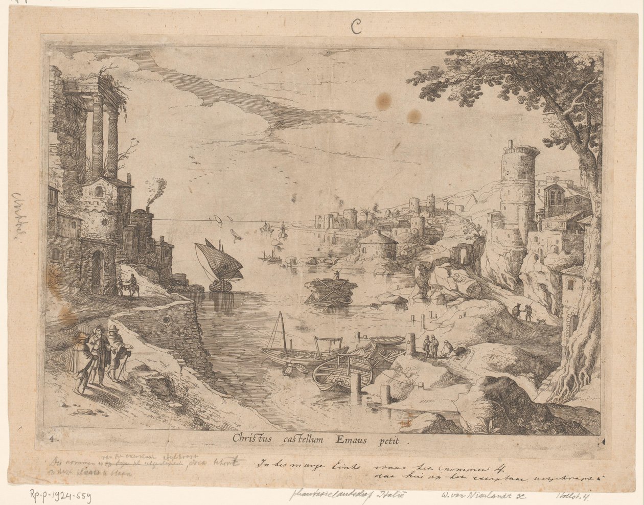 Paisagem com os discípulos em Emaús
Christus castellum Emaus petit (título sobre o objecto)
Paisagens italianas com cenas bíblicas (título da série) de Willem van Nieulandt